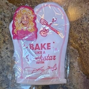 Dolly Parton Design Pink & White Oven Mitt with Magnet NEW